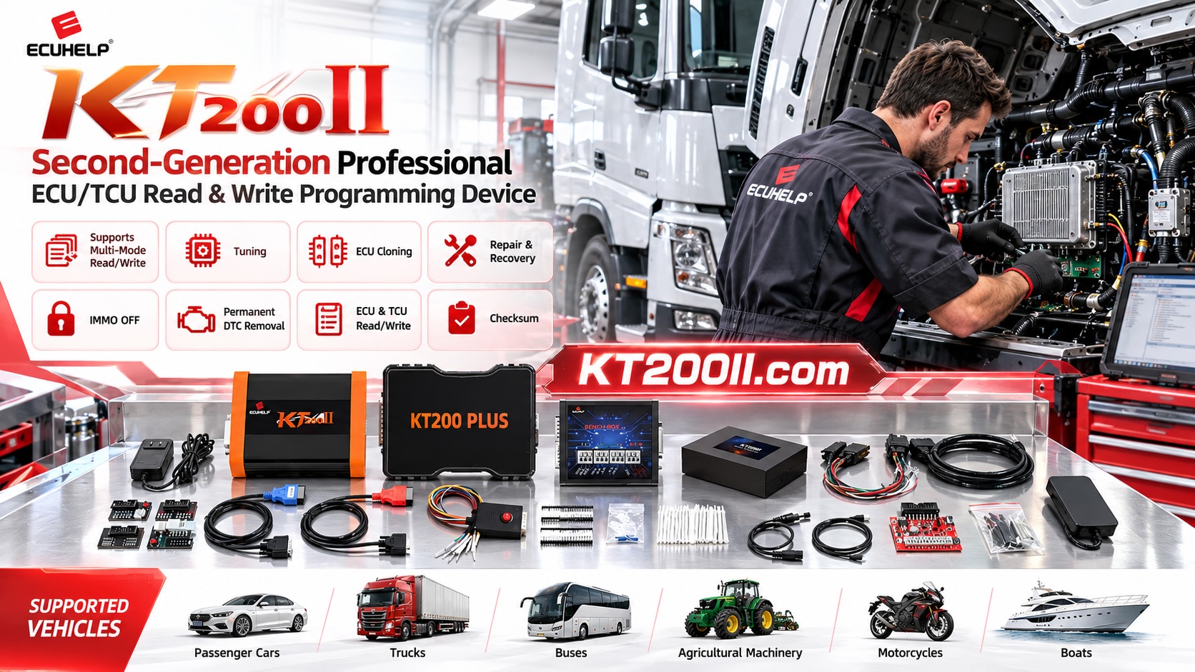 Technician scanning ECU and programming adapter barcodes to track automotive electronics service jobs
