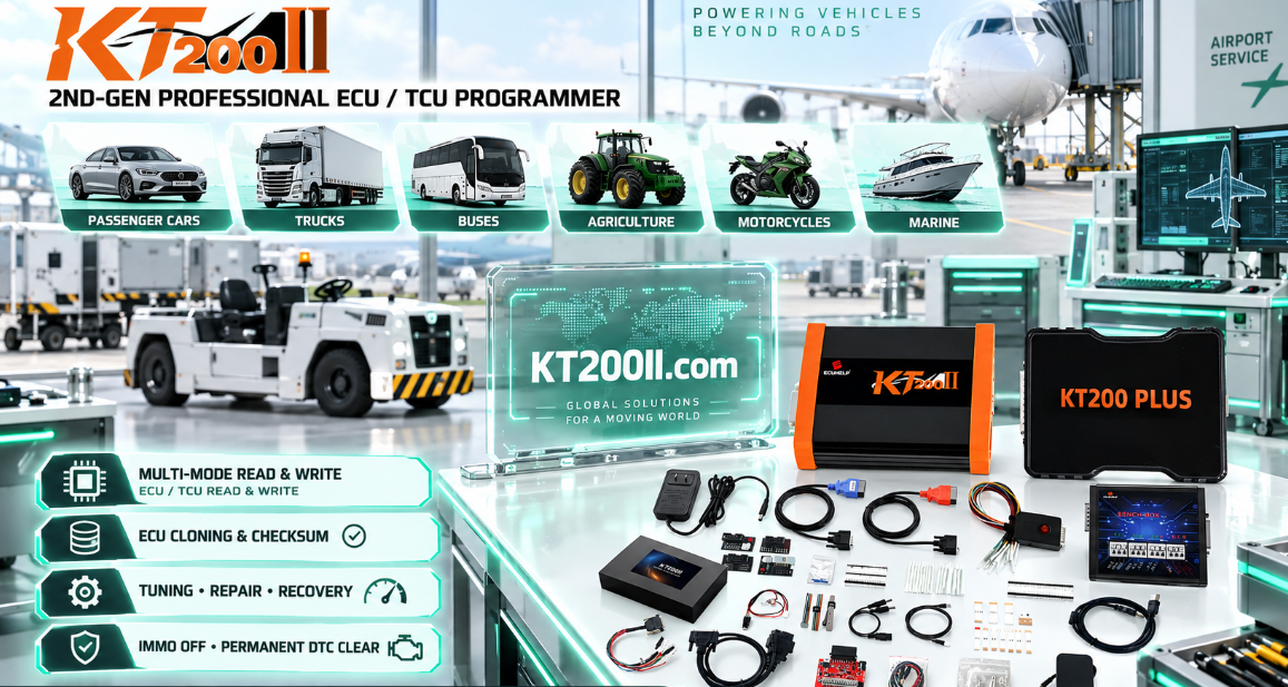 Automotive technician labeling ECU programming harnesses on a professional workshop bench