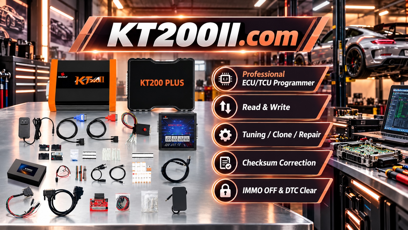 Professional ECU programming workstation setup for automotive ECU repair and cloning